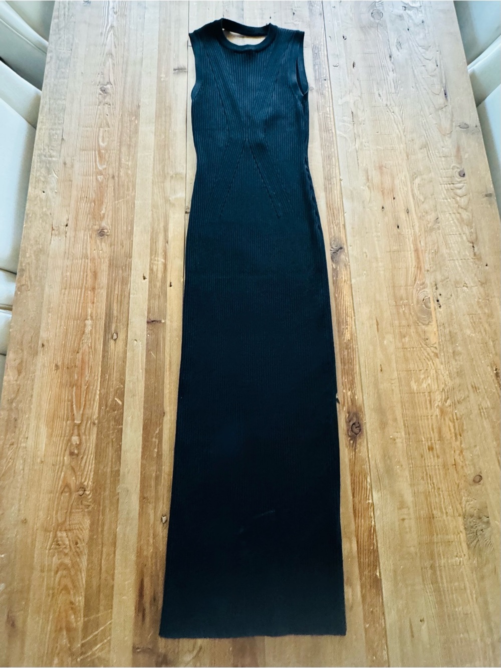 Sleek Black Sleeveless With Black Ribbed Maxi Dress -Size M(8-10)